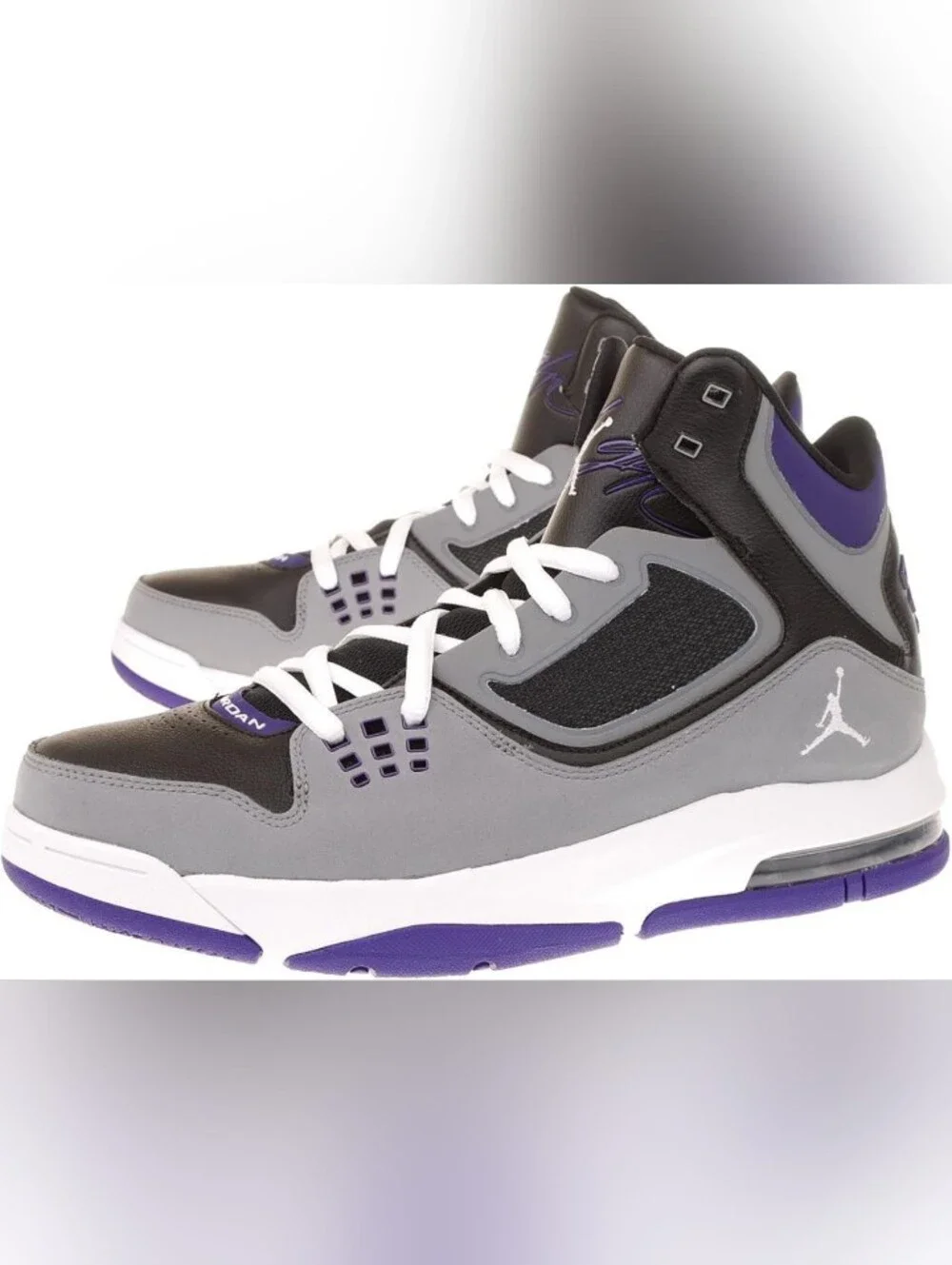 Jordan High-Top Sneakers in Gray, Black & Purple